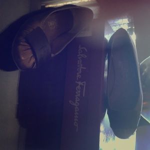 Salvatore Ferragamo flats in bronze leather